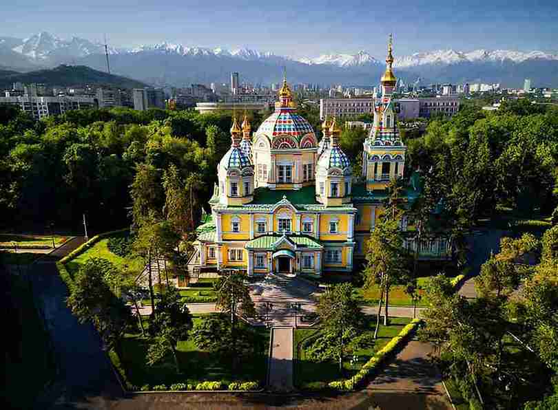 scension Cathedral in Almaty, Kazakhstan, Explore Almaty with your Family. A historic Russian Orthodox church set in vibrant Panfilov Park.