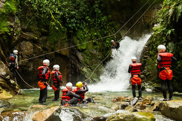 Thrilling ziplining and canyoning adventure through Munduk's lush landscapes, featuring cascading waterfalls and dense jungles, offering an adrenaline rush and a chance to experience Bali's natural beauty from an exciting perspective