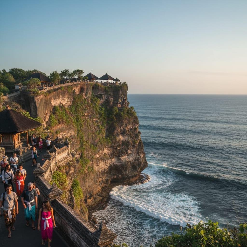 Uluwatu clifftop temple Bali with ocean views
