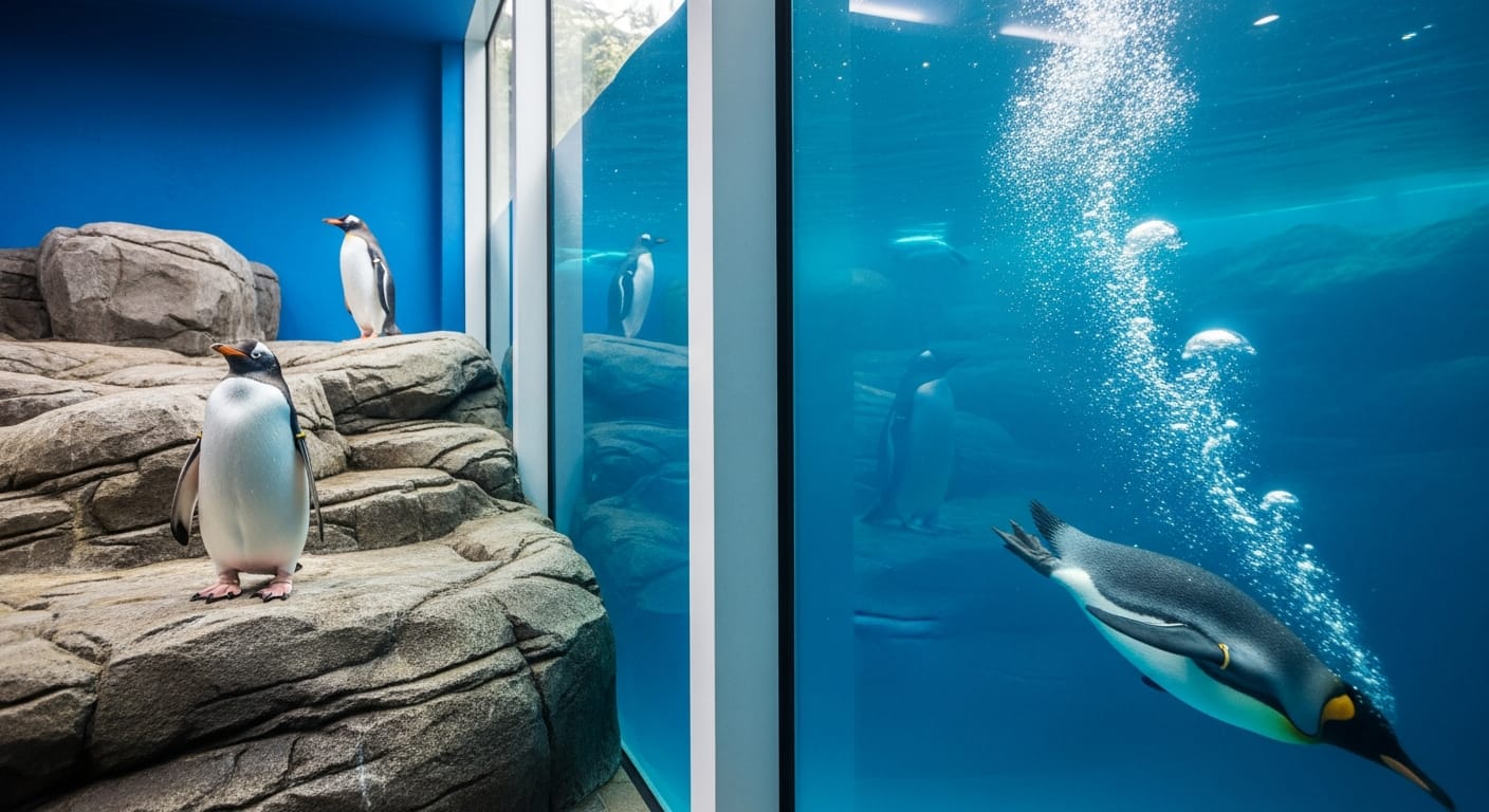 King and gentoo penguins at Penguin Cove inside Bird Paradise Singapore