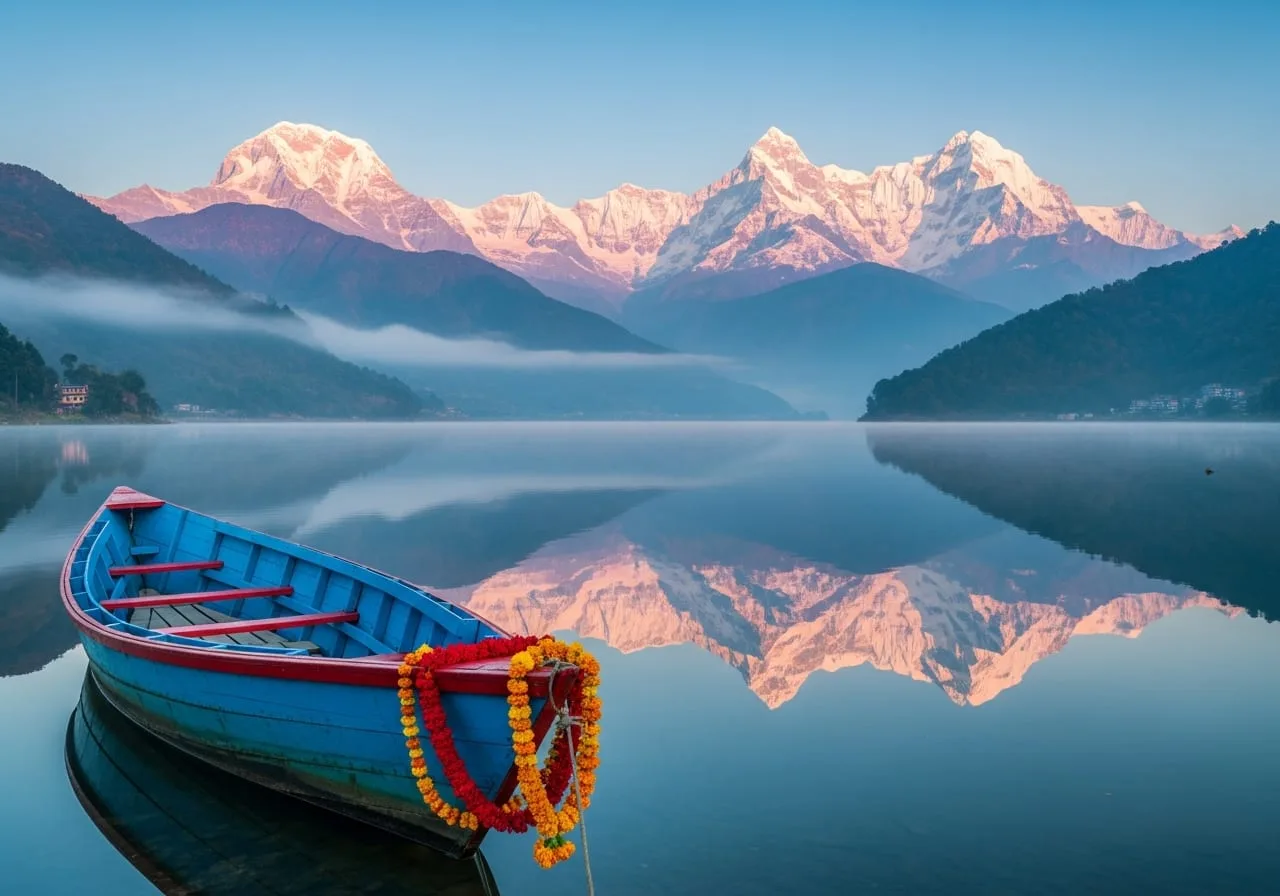 budget honeymoon under 50000 Pokhara lake Nepal mountain view