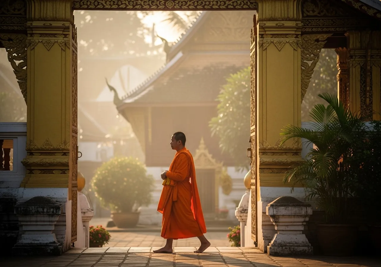 cheapest asian countries from india 2026 - Laos morning alms ceremony