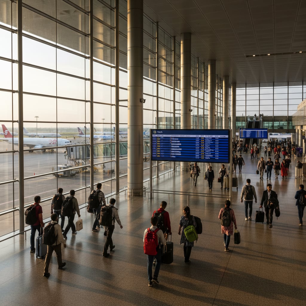 Airport departures board showing cheapest flights from India international destinations
