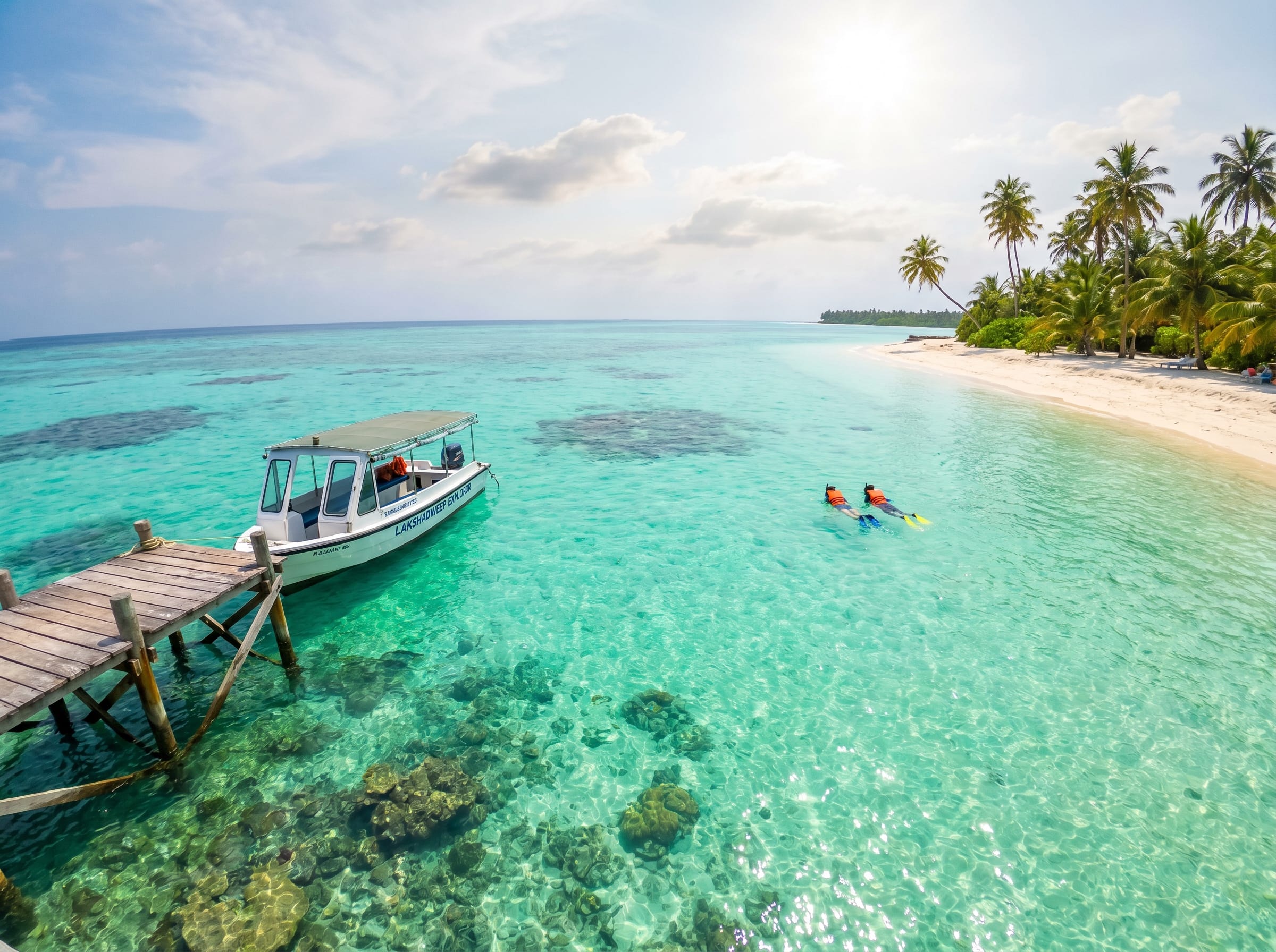 Turquoise Lakshadweep lagoon water sports on a family cruise excursion