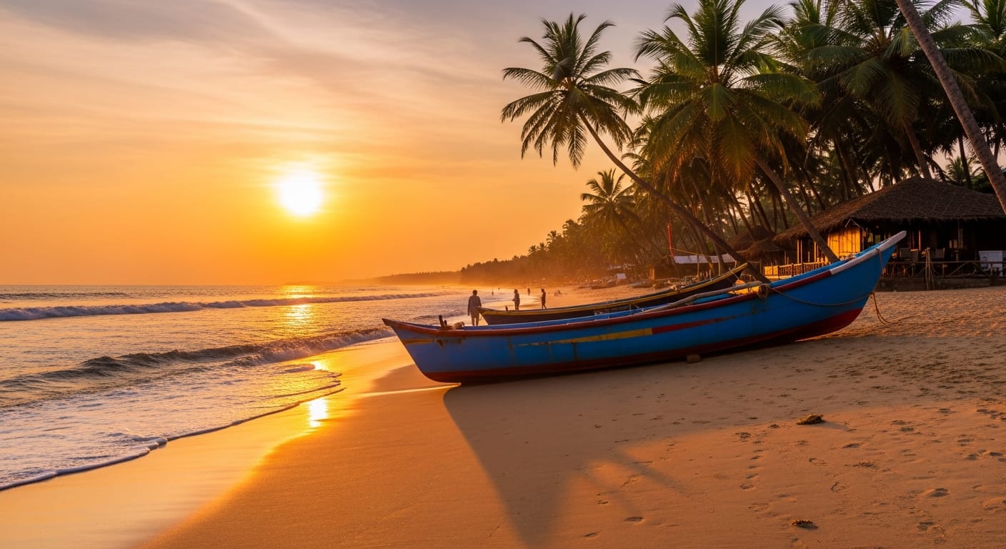 Golden hour on a Goa beach during a Cordelia cruise shore excursion