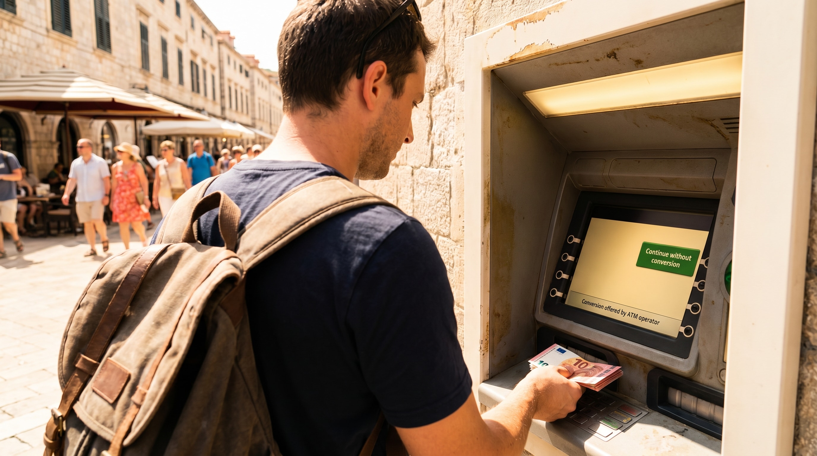 ATM abroad screen offering to continue without dynamic currency conversion