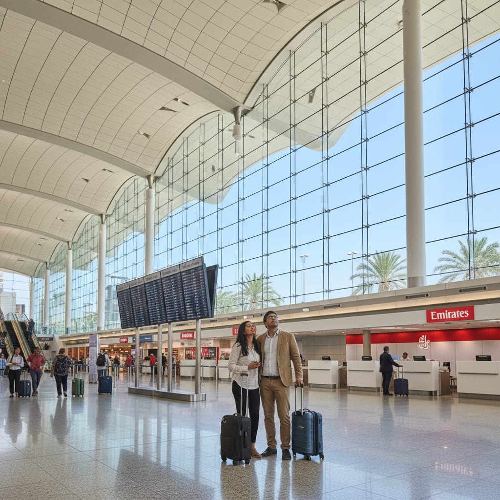 Dubai Maldives combo trip planning at Dubai International Airport