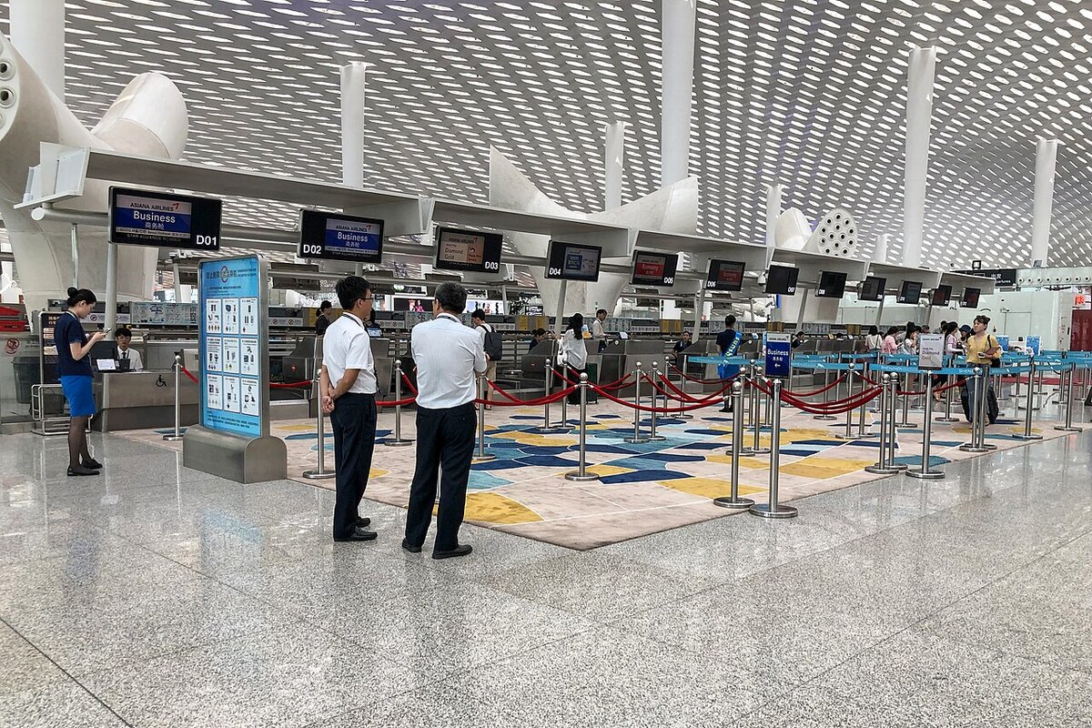 Airline check-in counters at Delhi airport