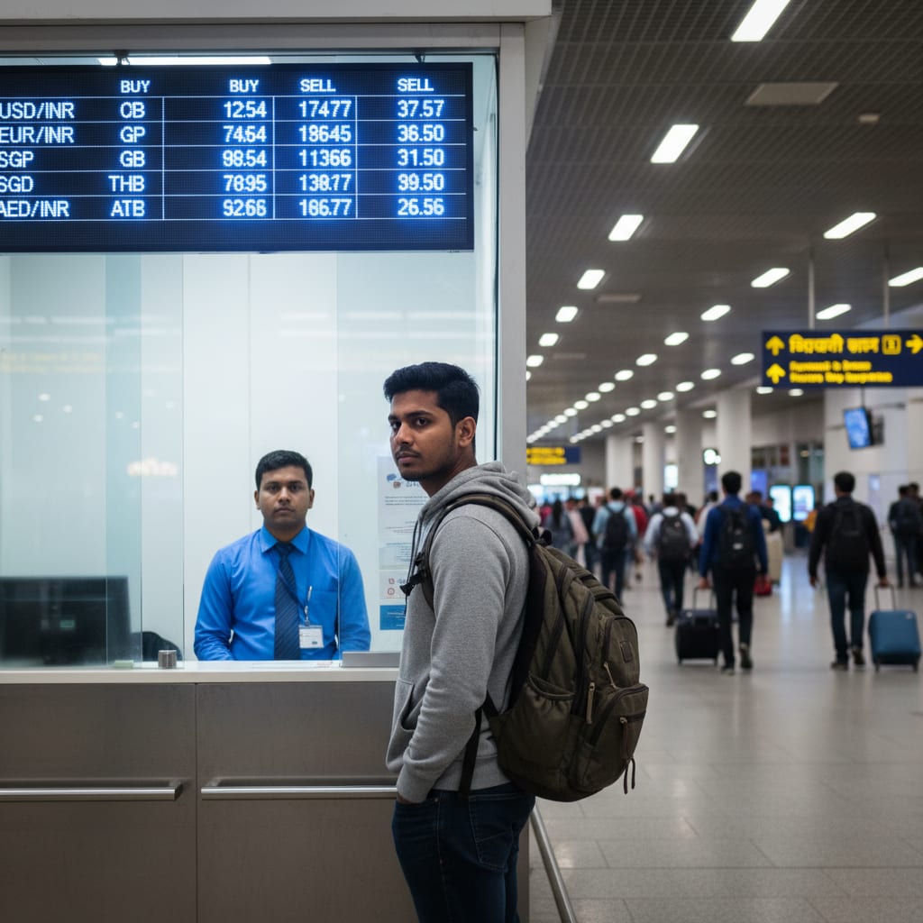 forex for indian travelers comparison at airport exchange counter