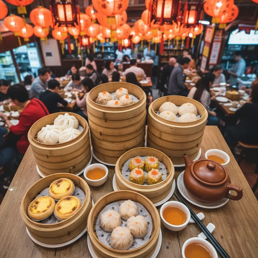 dim sum spread har gow siu mai in Hong Kong restaurant