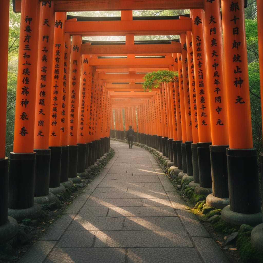 Kyoto Fushimi Inari shrine with orange torii gates pathway for japan trip cost for indians