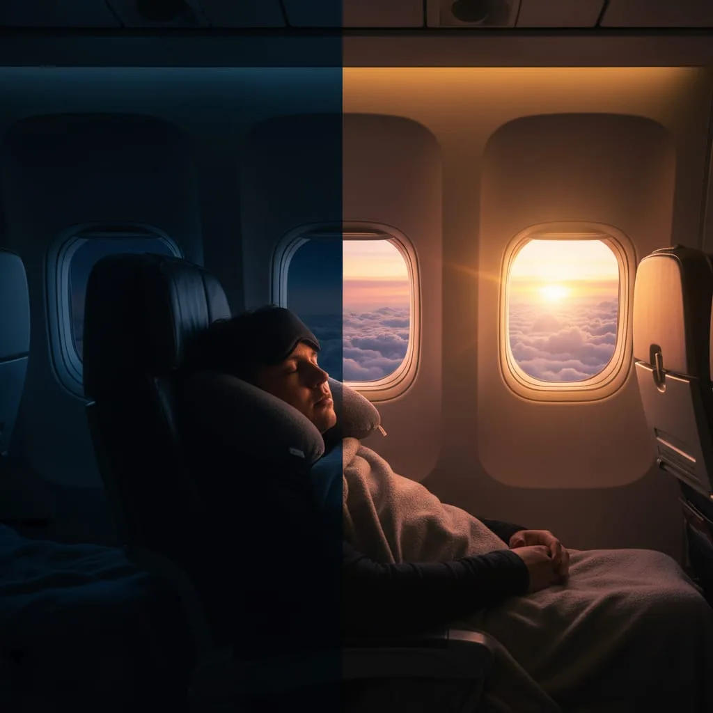 jet lag tips for Indian travelers - sleeping on airplane during long-haul flight