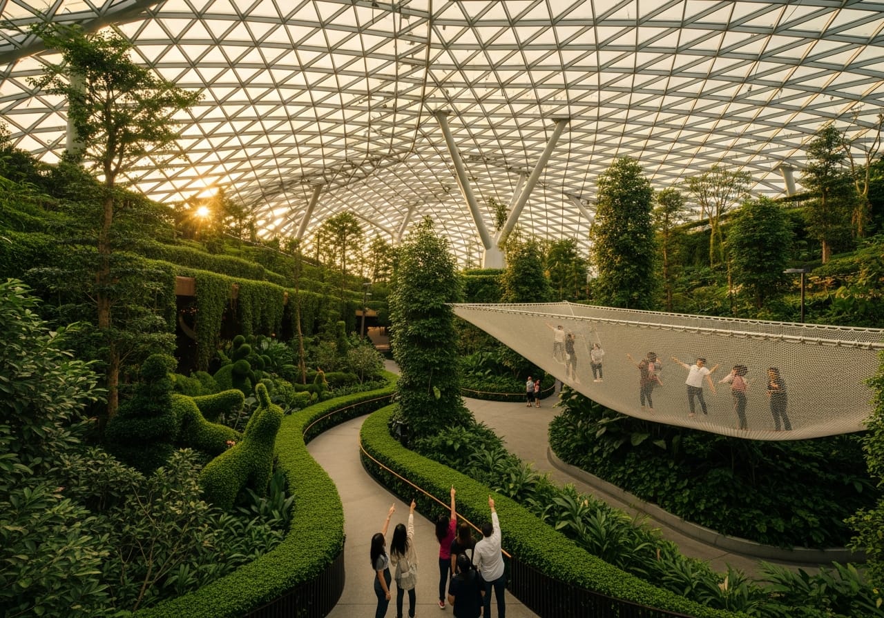 Canopy Park rooftop garden and Sky Nets at Jewel Changi Airport