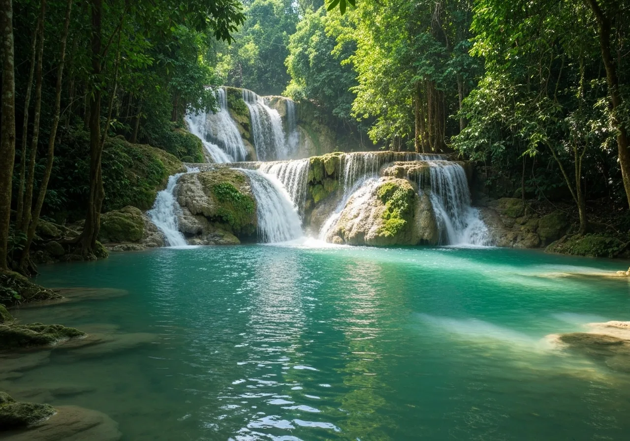 Kuang Si Falls turquoise pools - essential stop in any Laos Myanmar travel guide
