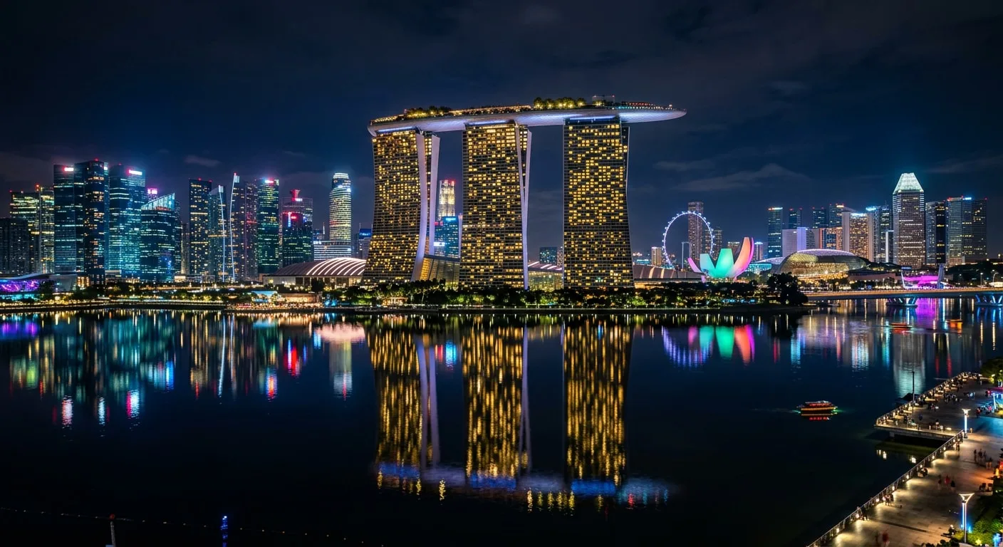 layover stopover hack Indian travelers Singapore Marina Bay Sands night view