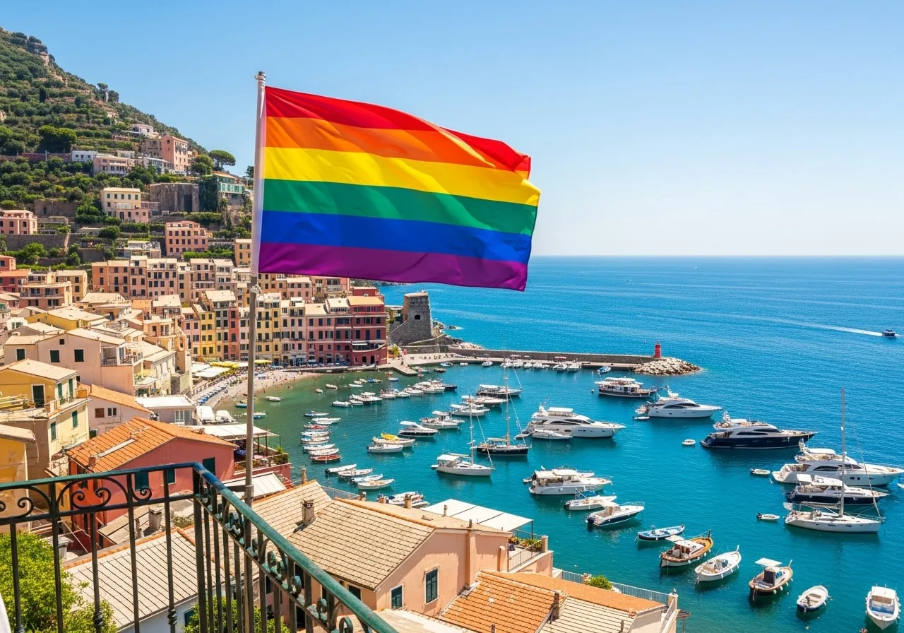 LGBTQ travel from India safe countries - Mediterranean destination with rainbow flag