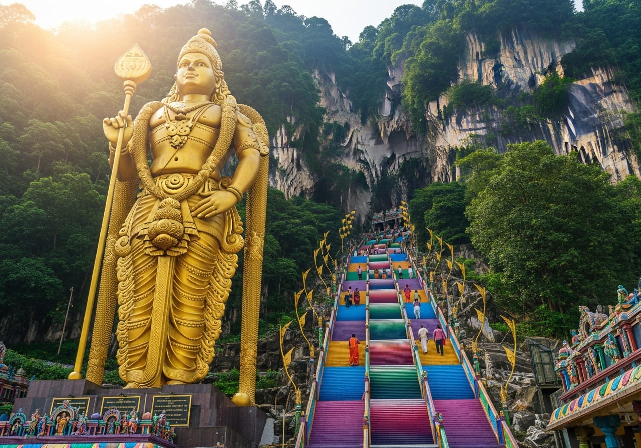 Batu Caves Murugan temple on a malaysia tour package from chennai