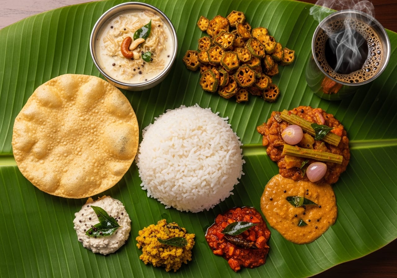 South Indian banana leaf meal in Kuala Lumpur Little India
