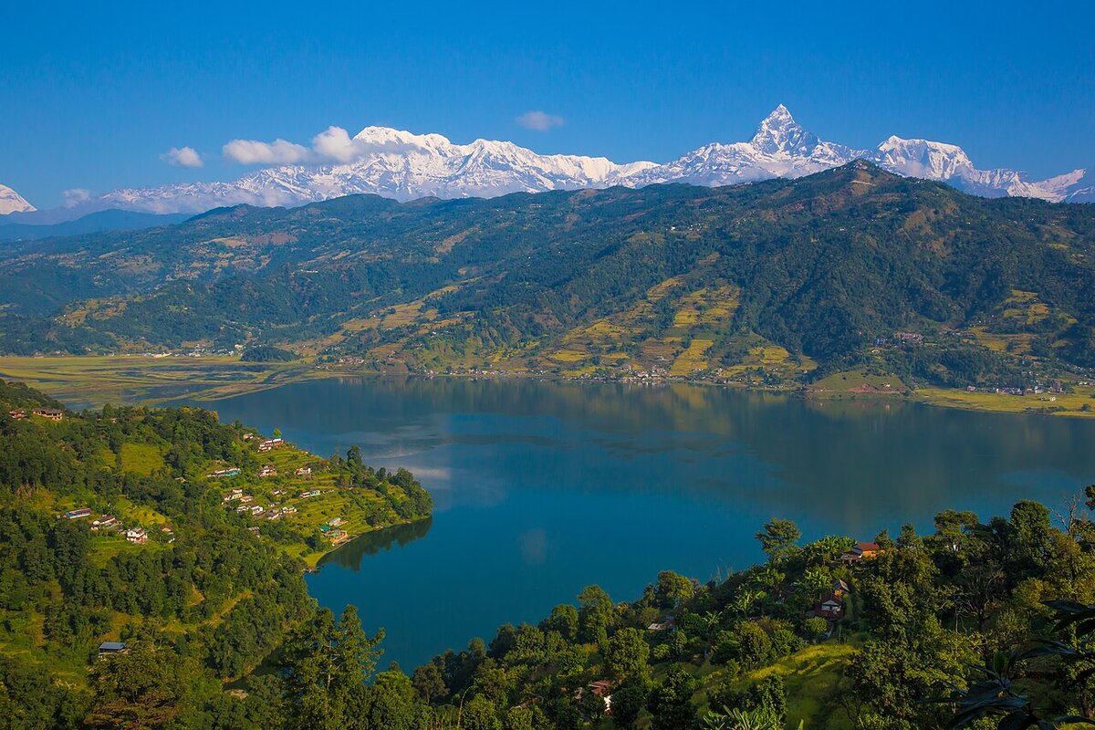Pokhara Phewa Lake Annapurna range Nepal