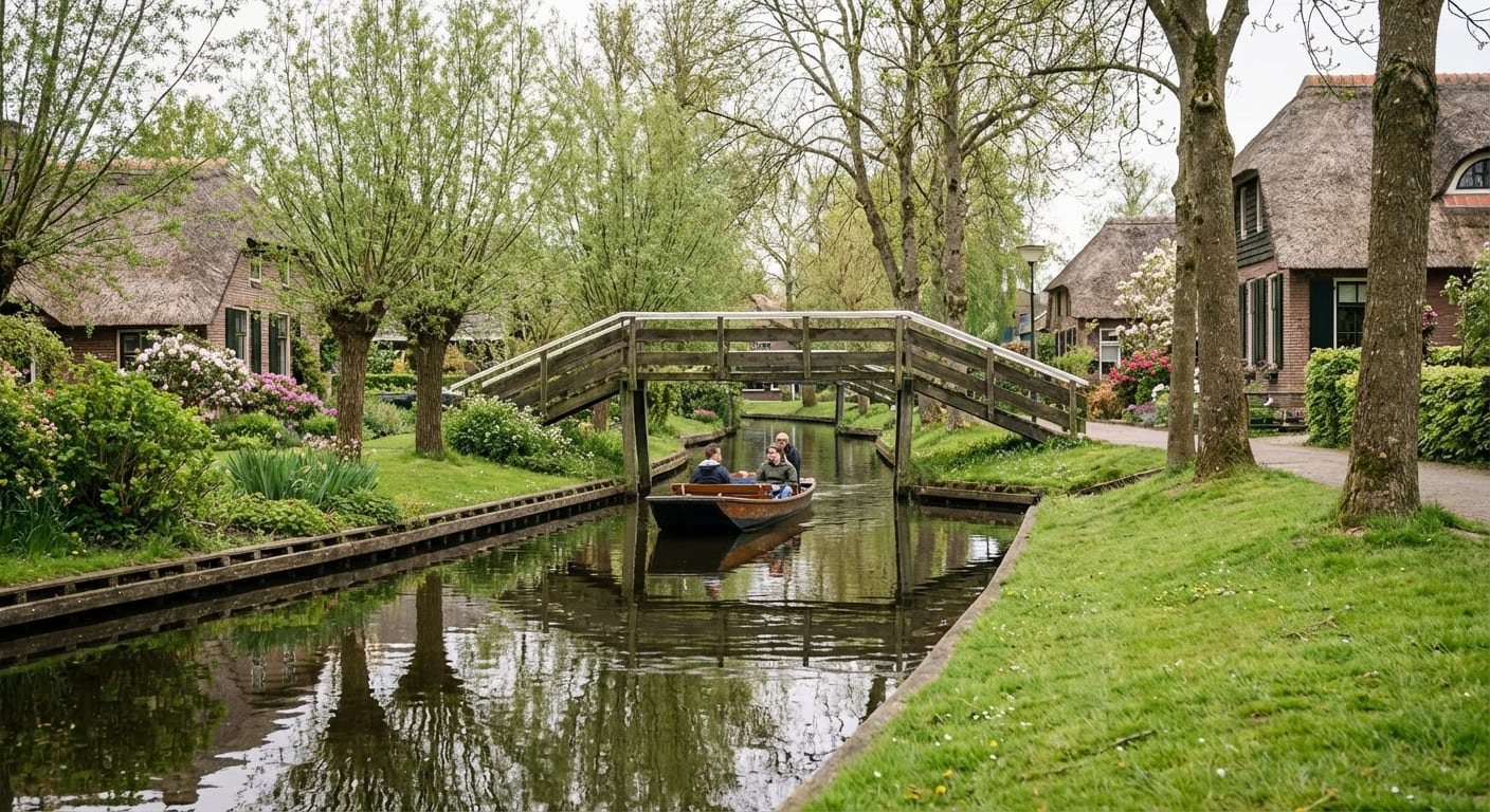 giethoorn village netherlands canals thatched houses