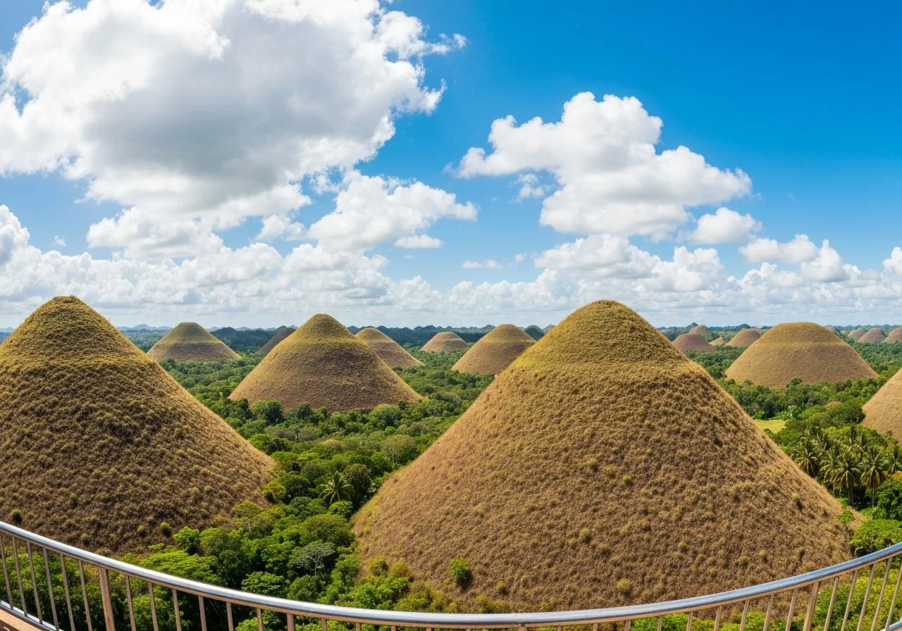Chocolate Hills Bohol panoramic view with over a thousand conical hills