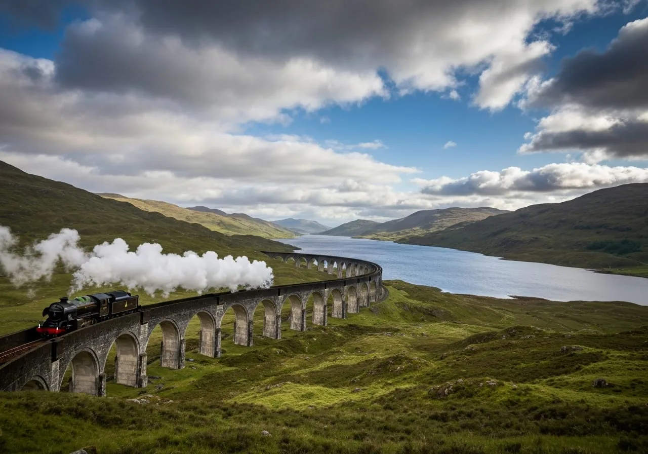scenic train journeys world Jacobite steam train Glenfinnan Viaduct Scotland