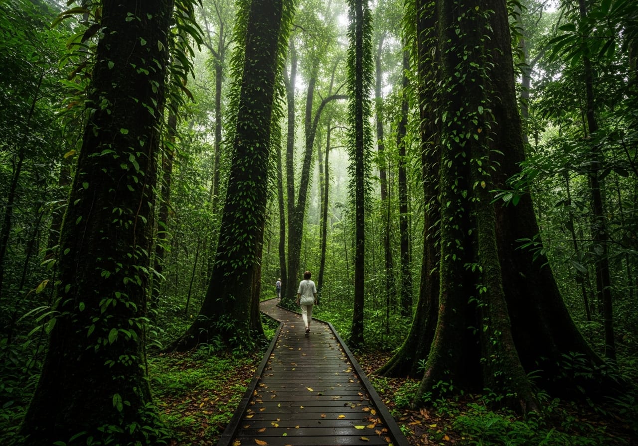Rainforest boardwalk trail inside the Singapore Botanic Gardens