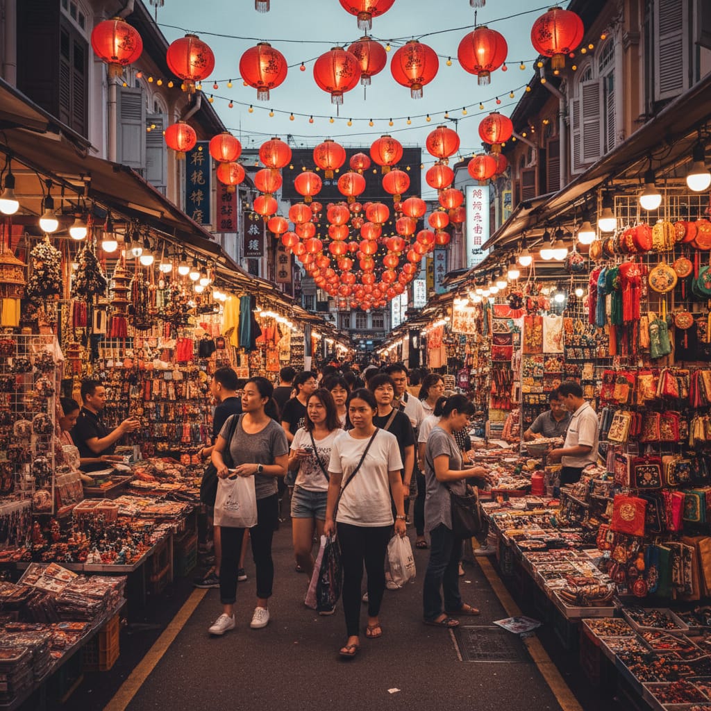 chinatown market singapore Pagoda Street shopping lanterns