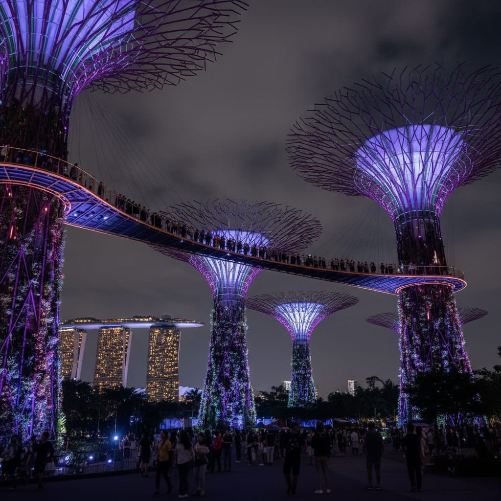 Singapore Gardens by the Bay Supertree Grove night light show
