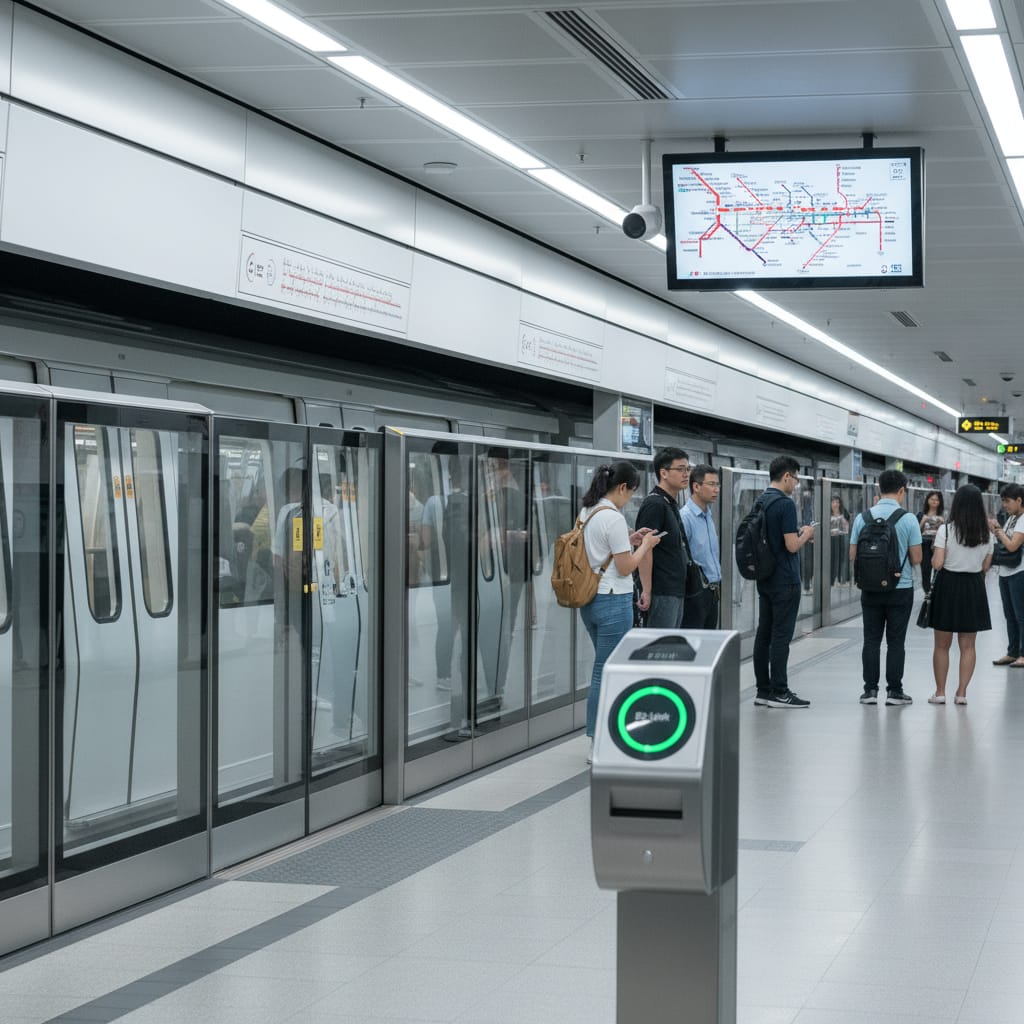 Singapore MRT station platform for budget daily transport