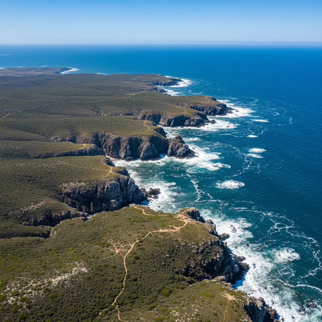 aerial view of Cape of Good Hope South Africa coast