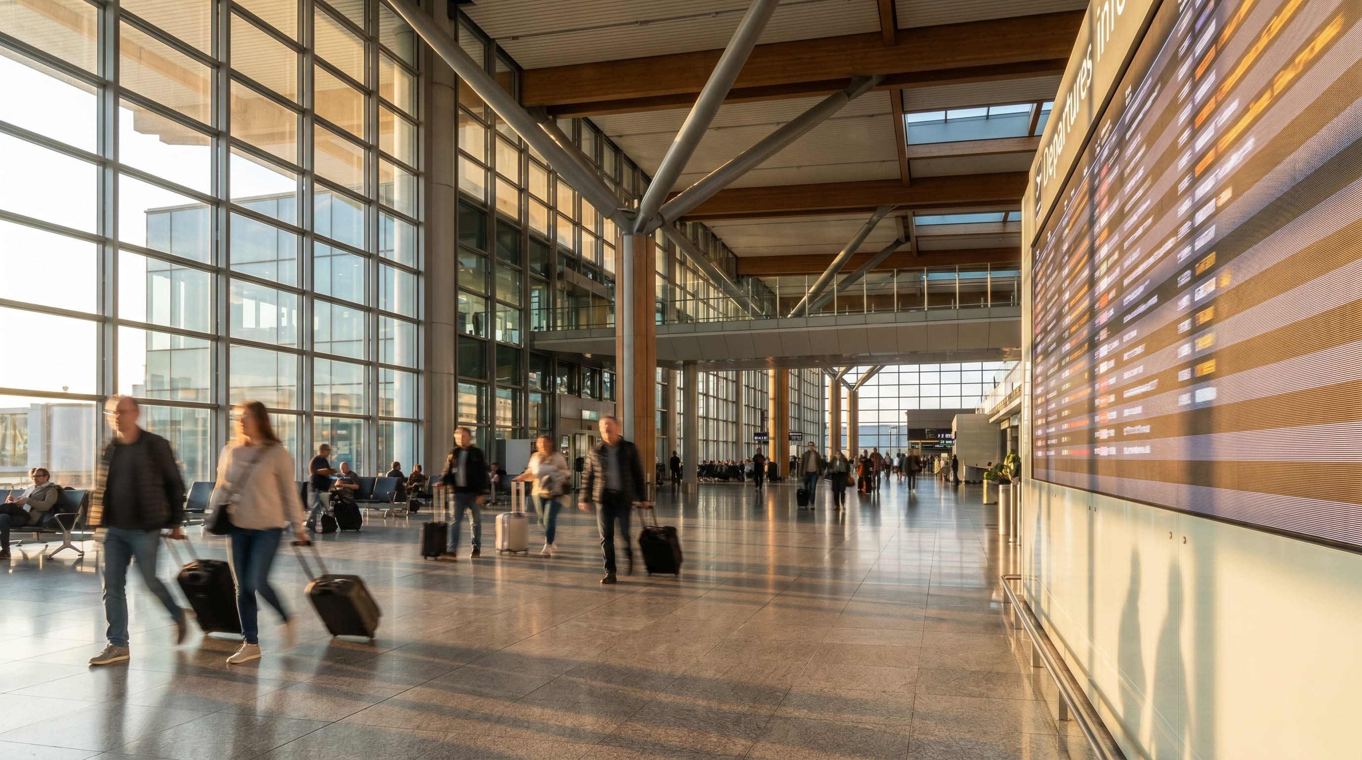 Airport departures hall representing TCS on foreign travel for Indian tourists