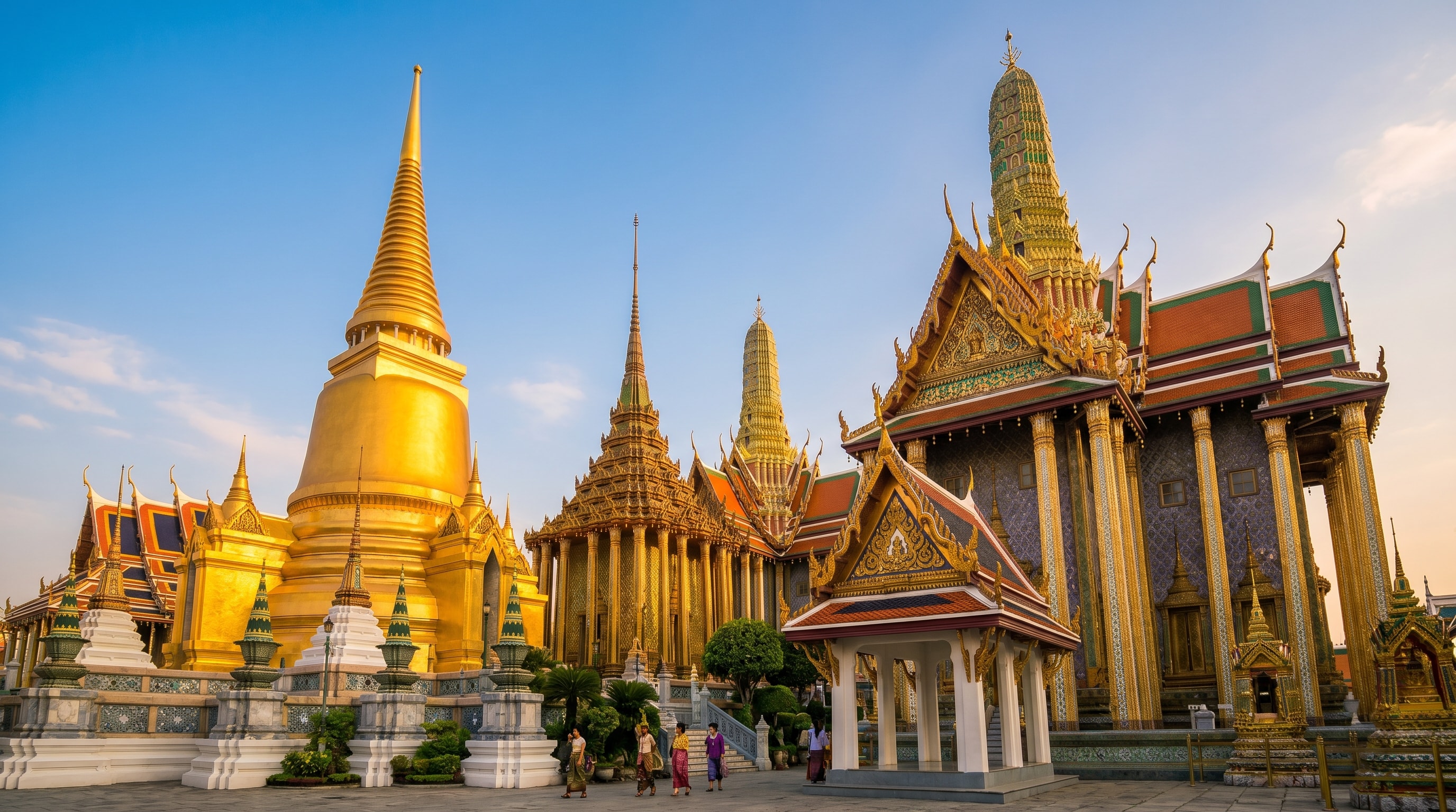 The golden spires of Bangkok's Grand Palace, a top Thailand landmark for travellers spending thai baht