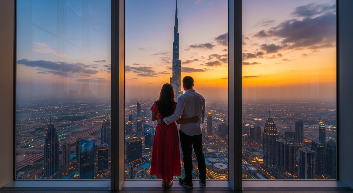 Palm Jumeirah & Burj Khalifa SKY Sunset