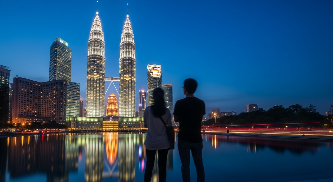 Arrive Kuala Lumpur & Petronas Towers by Night
