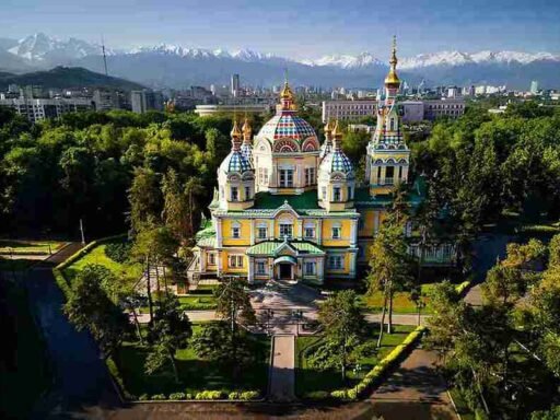 scension Cathedral in Almaty, Kazakhstan, Explore Almaty with your Family. A historic Russian Orthodox church set in vibrant Panfilov Park.